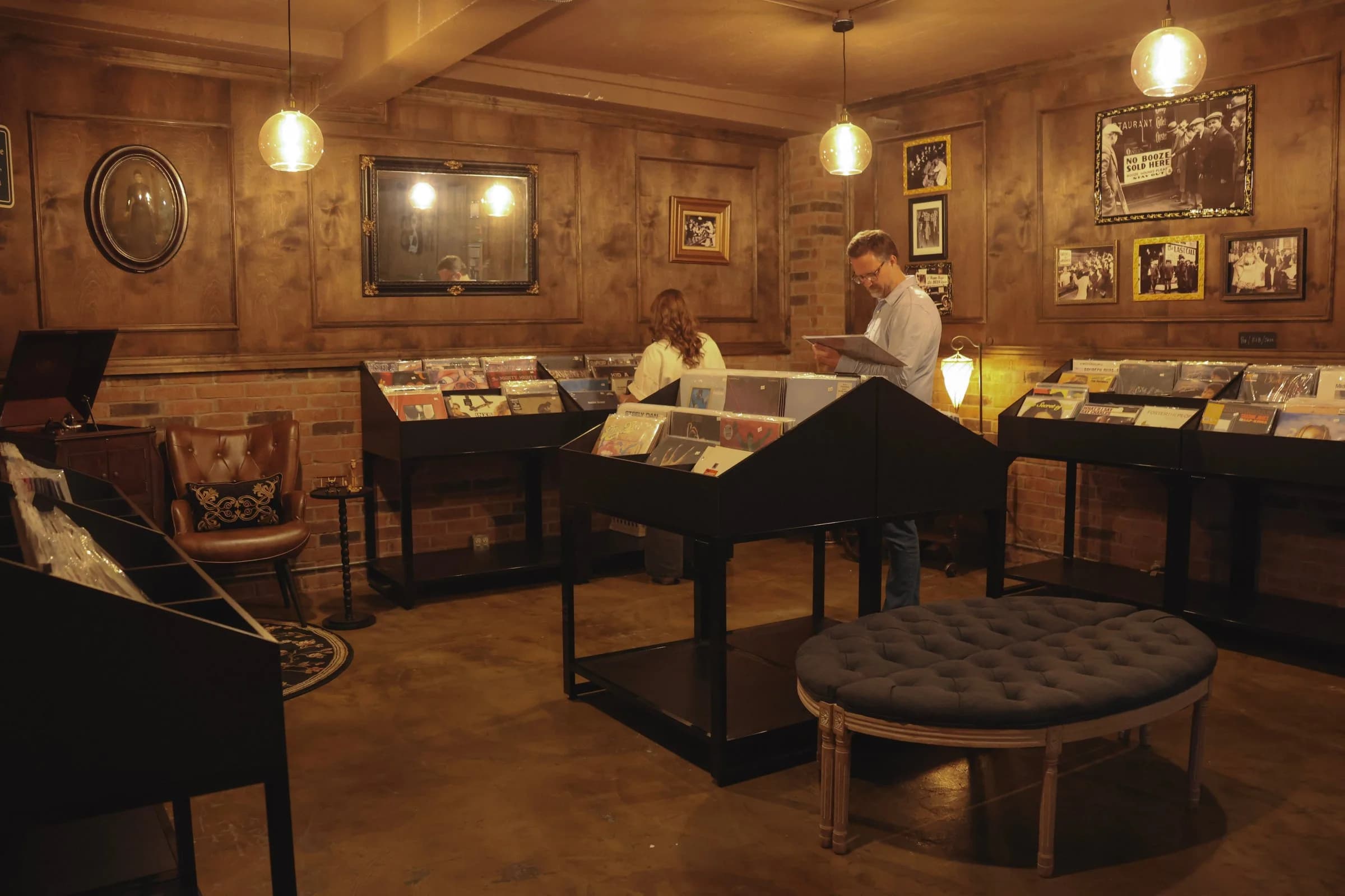 Record player and coffee in the shop