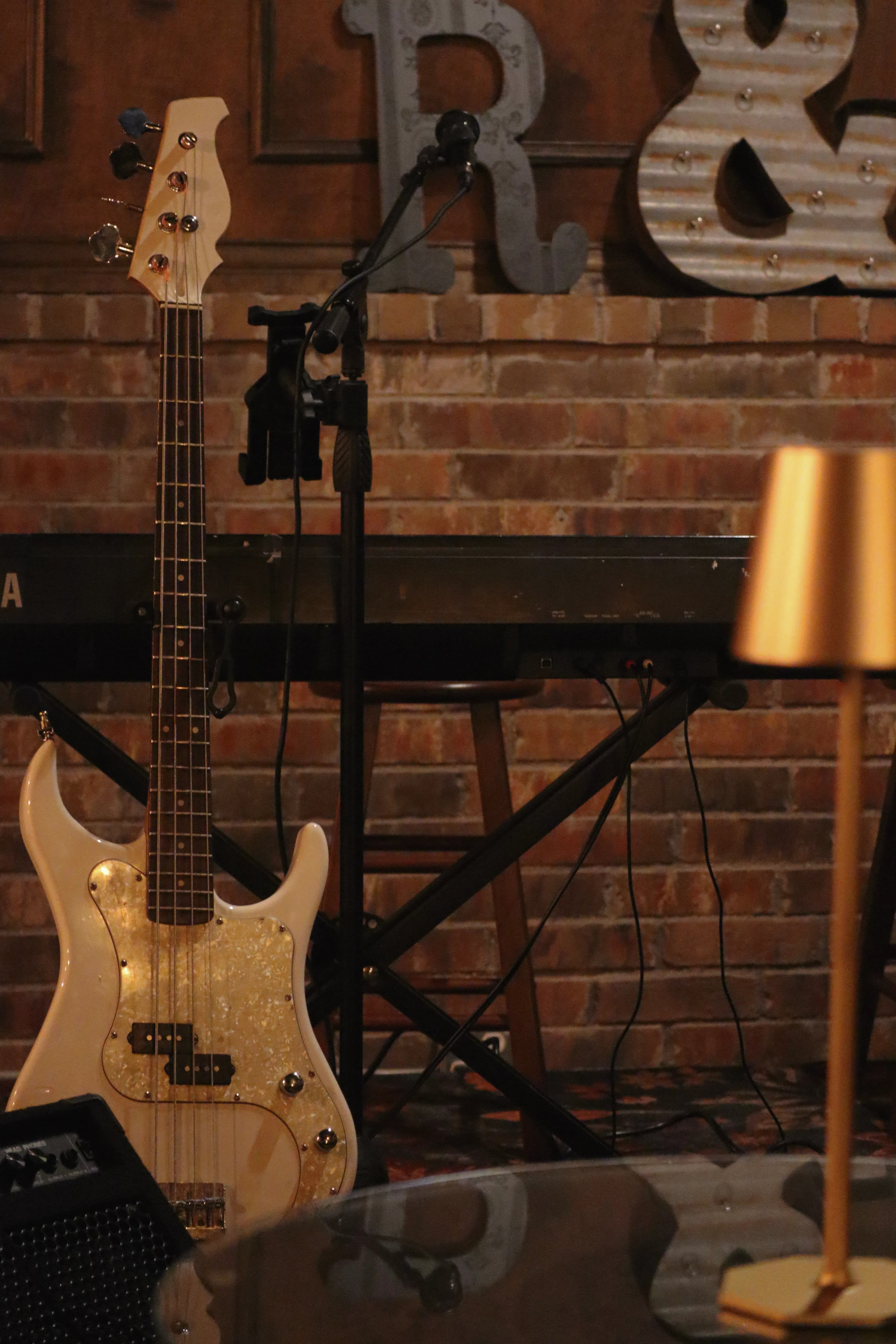 Small acoustic stage corner in the coffee shop